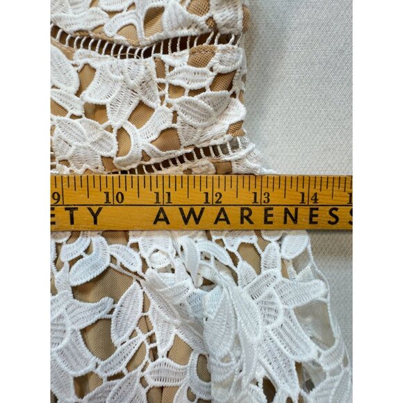 Wyatt Correction Women's Crochet Lace Floral Dress Stretch Size M White Back Zip - Picture 11 of 14